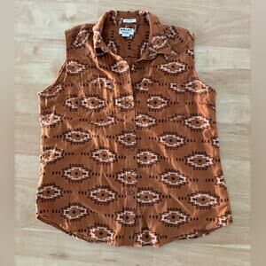 Ariat Shirt $59 Womens Large Brown REAL Billie Jean Aztec Southwest Western Top